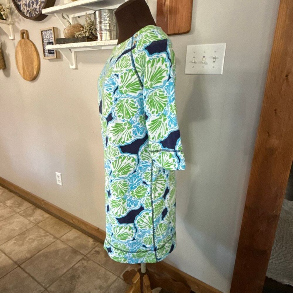 Lilly Pulitizer French terry chic fit dress size small boat neck 3/4 sleeves blu - Picture 4 of 9